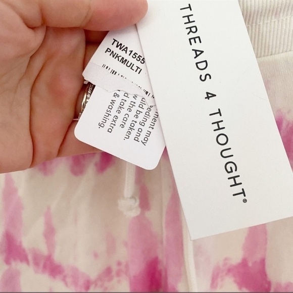 Threads 4 Thought Cut off Athletic Sweat Shorts Size XS Pink/White Tie Dye New - Picture 3 of 6